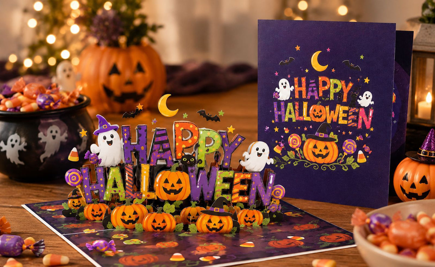 2026 New Arrival Halloween 3D Pop-Up Card – Skull & Beer Horror Party Scene, Handmade Paper Sculpture Keepsake