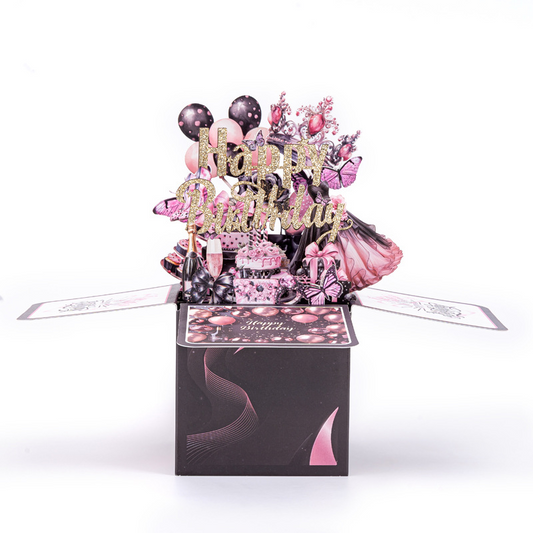 Surprise Explosion 3D Birthday Pop-up Box Card – Handcrafted Laser-Cut Paper Sculpture, Unique Greeting & Keepsake Gift