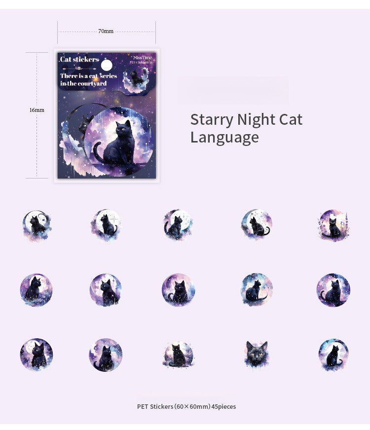 45-Piece Cat Themed Ephemera Pack – 6 Adorable Designs, Vintage Journaling & Scrapbooking Supplies