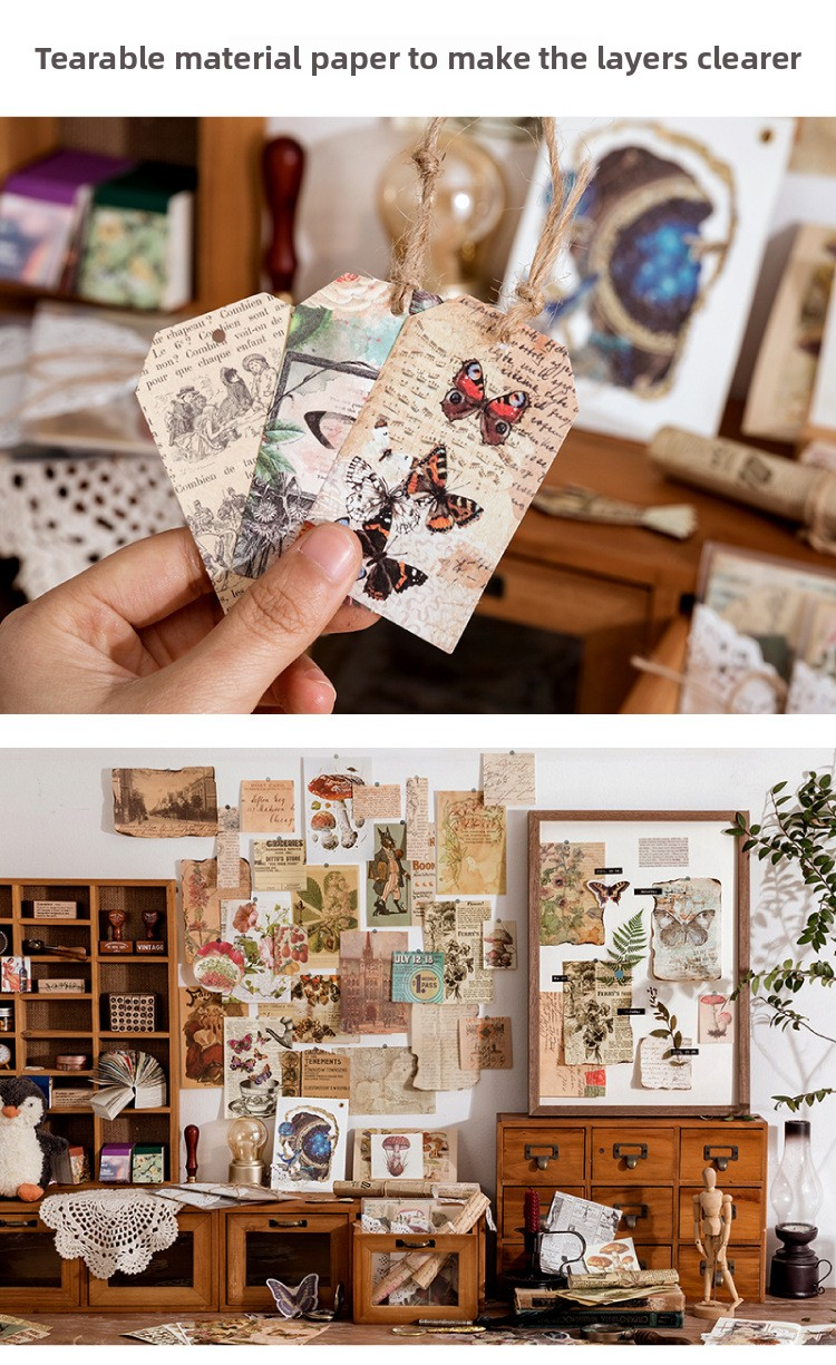 83-Piece Vintage Journaling Sticker Pack – 6 Themed Designs, Mixed Media Ephemera for Junk Journal & Scrapbooking