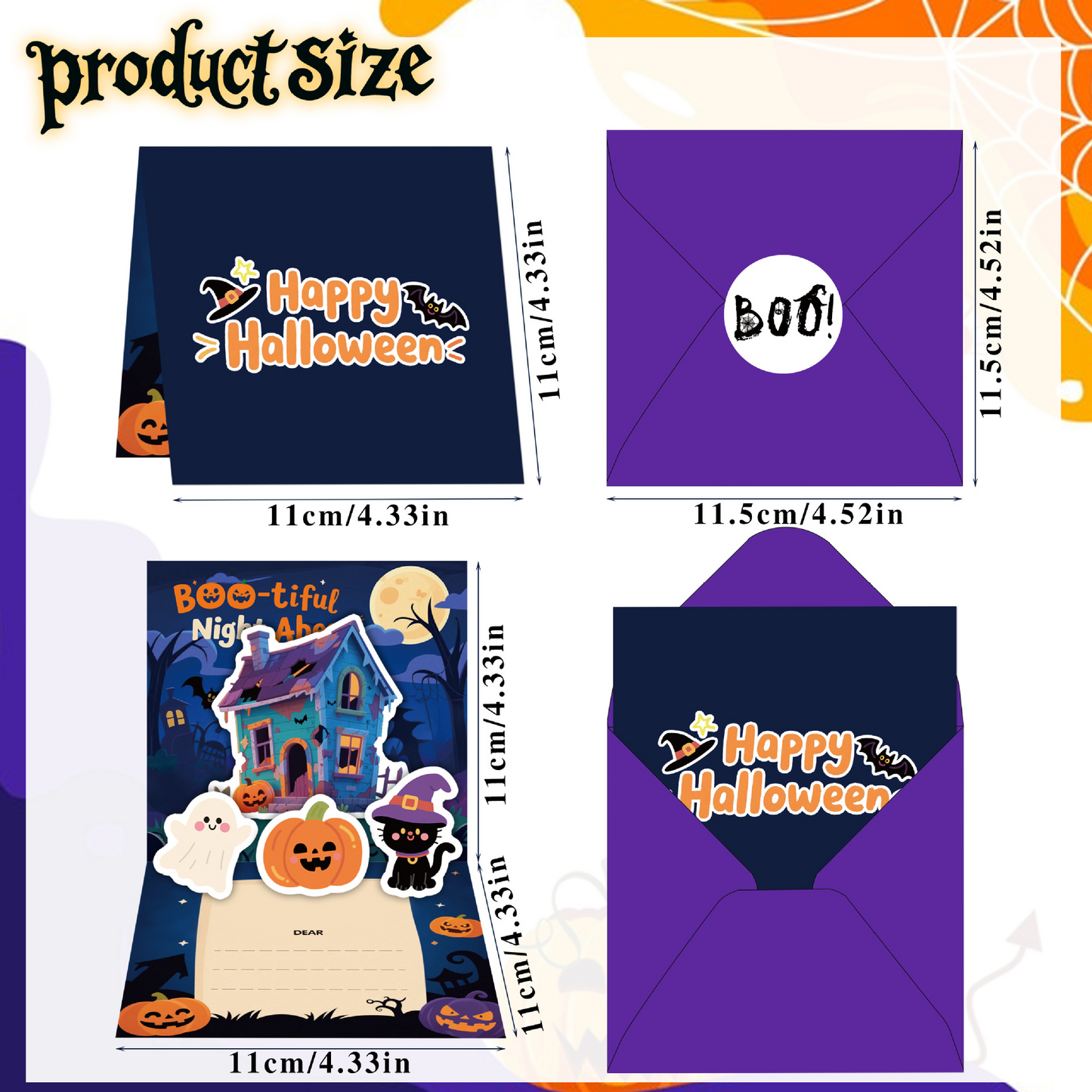 3D Pop-Up Halloween Greeting Card Set – 6-Pack Handmade Thank You Cards with Spooky Surprises, Laser-Cut Paper Art Keepsake