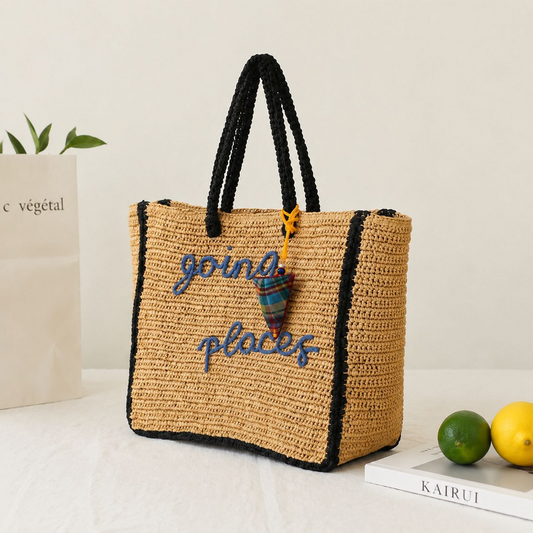 2026 New Arrival Handwoven Straw Tote Bag – Large Capacity Beach Shoulder Bag with Soft Handles, A Breezy Summer Essential for Vacation & Everyday Style
