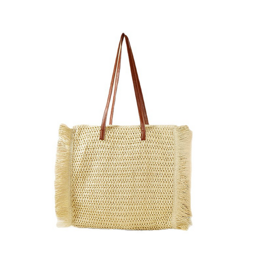 New Arrival Tassel Straw Tote Bag – Handwoven Large Capacity Beach Shoulder Bag, A Versatile Summer Essential for Vacation & Everyday Style