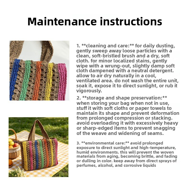 New Arrival Rainbow Striped Handwoven Straw Tote Bag – Hollow Woven Large Capacity Beach Shoulder Bag, A Vibrant Summer Essential for Vacation & Everyday Style