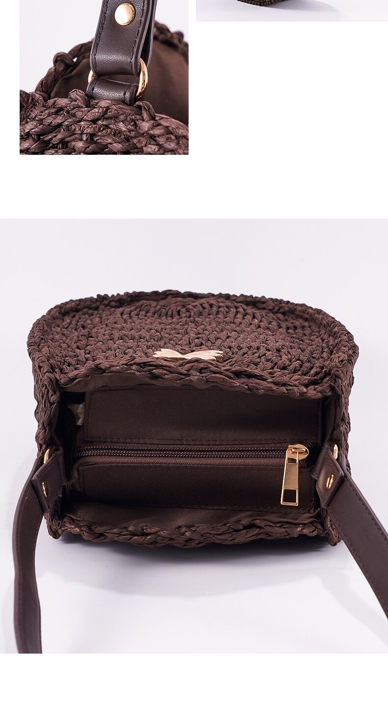 New Arrival Oval Straw Shoulder Bag – Handwoven Woven Purse in Beige & Camel, A Versatile Summer Essential for Beach, Vacation & Everyday Style