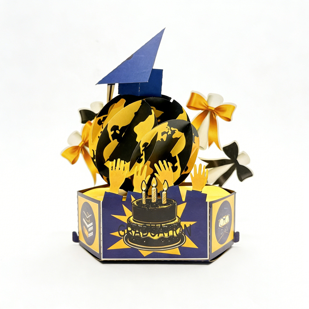 2026 New Graduation Pop‑up Greeting Card – 3‑Layer 3D Design, Creative Party Decoration, Standing Card with Mortarboard & Doctoral Hat, Perfect Gift for Graduates