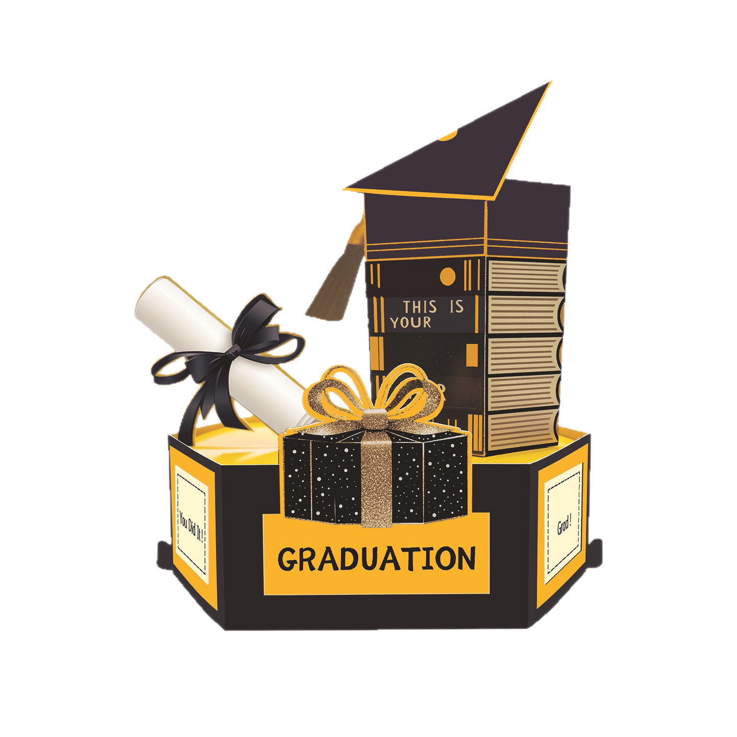 2026 New Graduation Pop‑up Greeting Card – 3‑Layer 3D Design, Creative Party Decoration, Standing Card with Mortarboard & Doctoral Hat, Perfect Gift for Graduates
