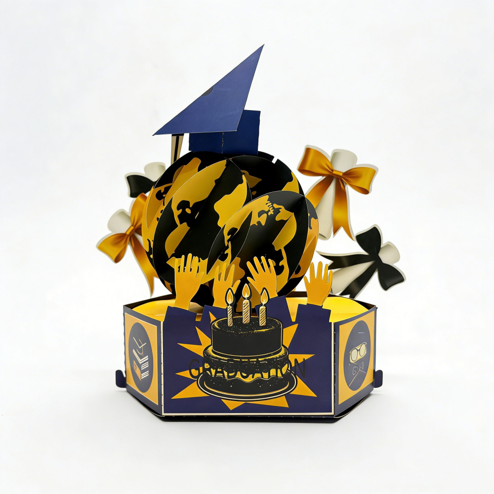 2026 New Graduation Pop‑up Greeting Card – 3‑Layer 3D Design, Creative Party Decoration, Standing Card with Mortarboard & Doctoral Hat, Perfect Gift for Graduates