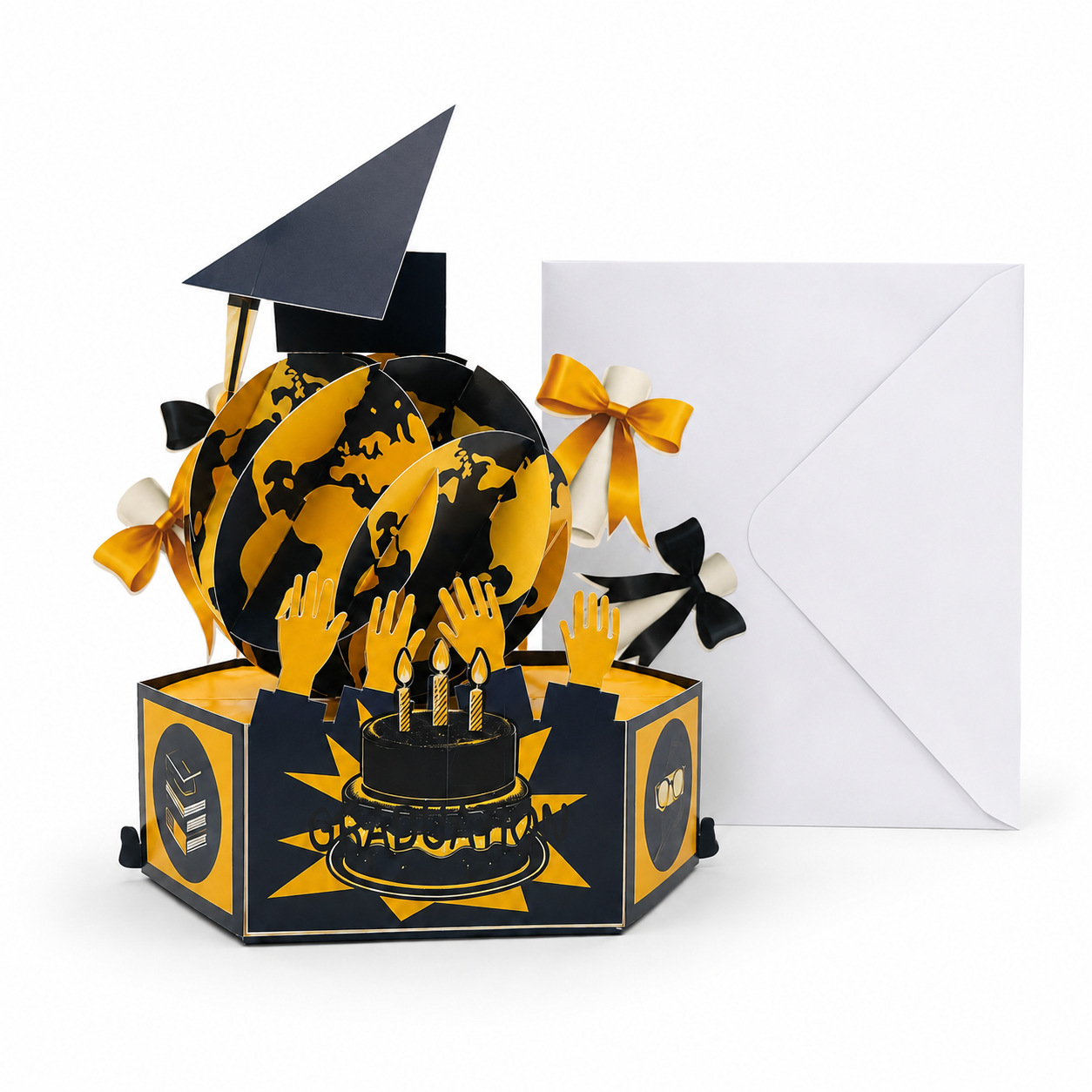 2026 New Graduation Pop‑up Greeting Card – 3‑Layer 3D Design, Creative Party Decoration, Standing Card with Mortarboard & Doctoral Hat, Perfect Gift for Graduates