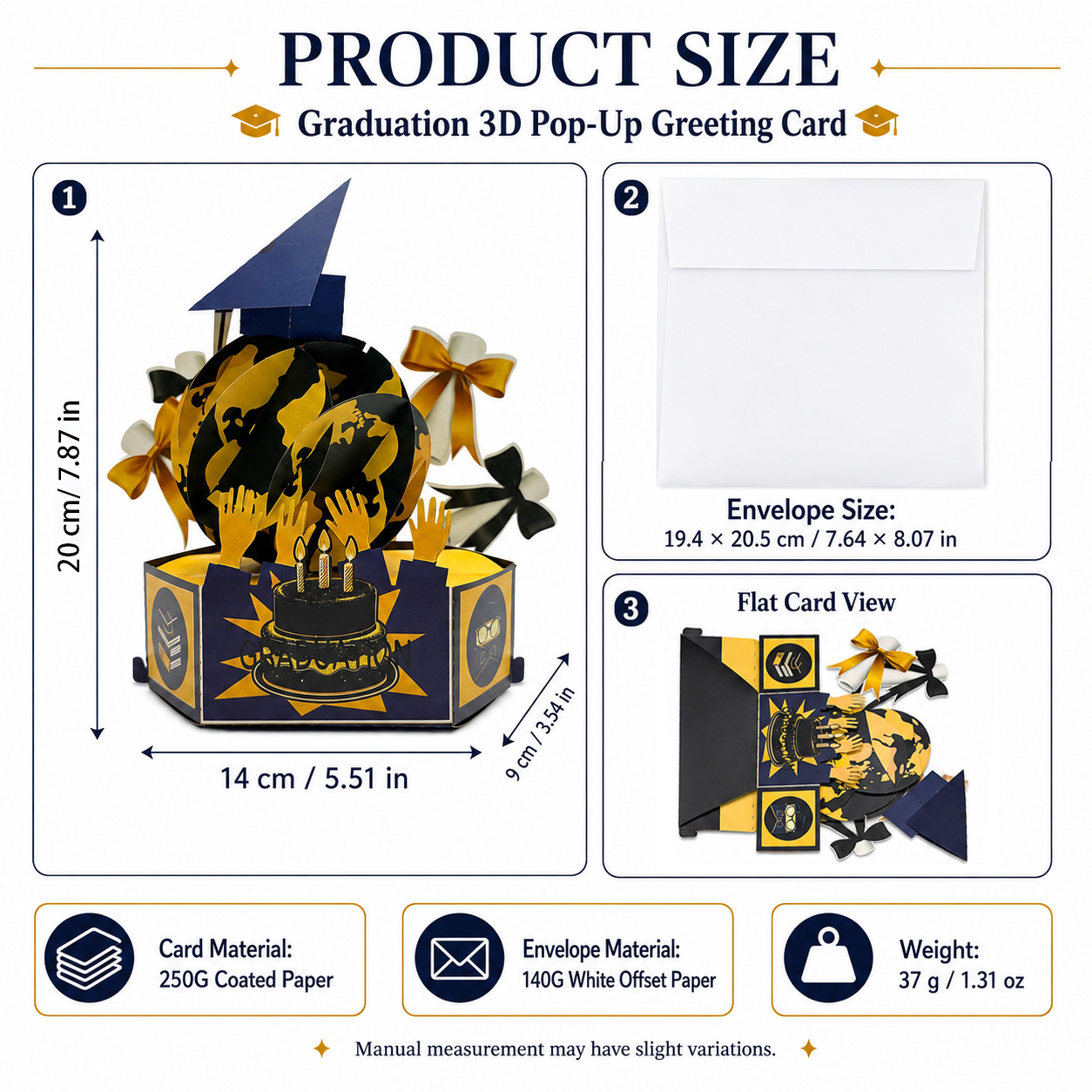 2026 New Graduation Pop‑up Greeting Card – 3‑Layer 3D Design, Creative Party Decoration, Standing Card with Mortarboard & Doctoral Hat, Perfect Gift for Graduates