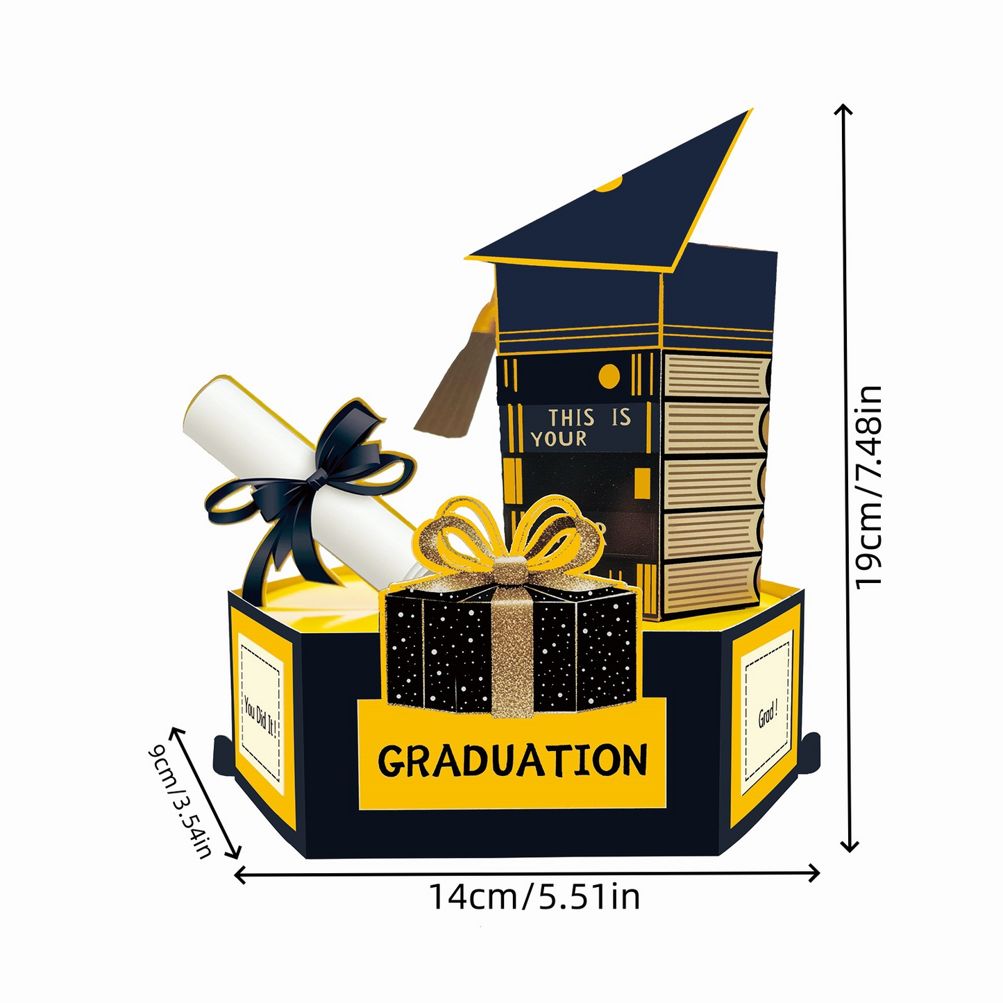 2026 New Graduation Pop‑up Greeting Card – 3‑Layer 3D Design, Creative Party Decoration, Standing Card with Mortarboard & Doctoral Hat, Perfect Gift for Graduates
