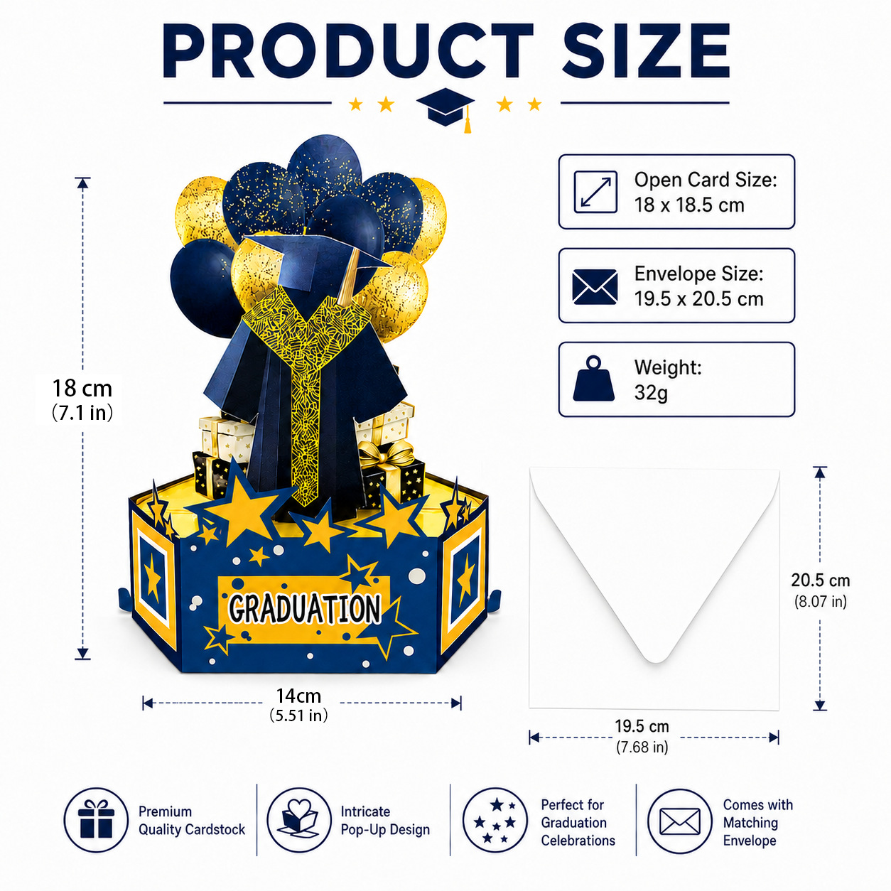 2026 New Graduation Pop‑up Greeting Card – 3‑Layer 3D Design, Creative Party Decoration, Standing Card with Mortarboard & Doctoral Hat, Perfect Gift for Graduates