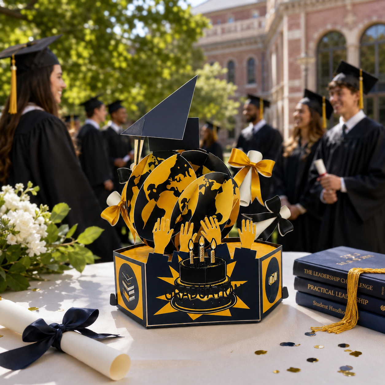 2026 New Graduation Pop‑up Greeting Card – 3‑Layer 3D Design, Creative Party Decoration, Standing Card with Mortarboard & Doctoral Hat, Perfect Gift for Graduates