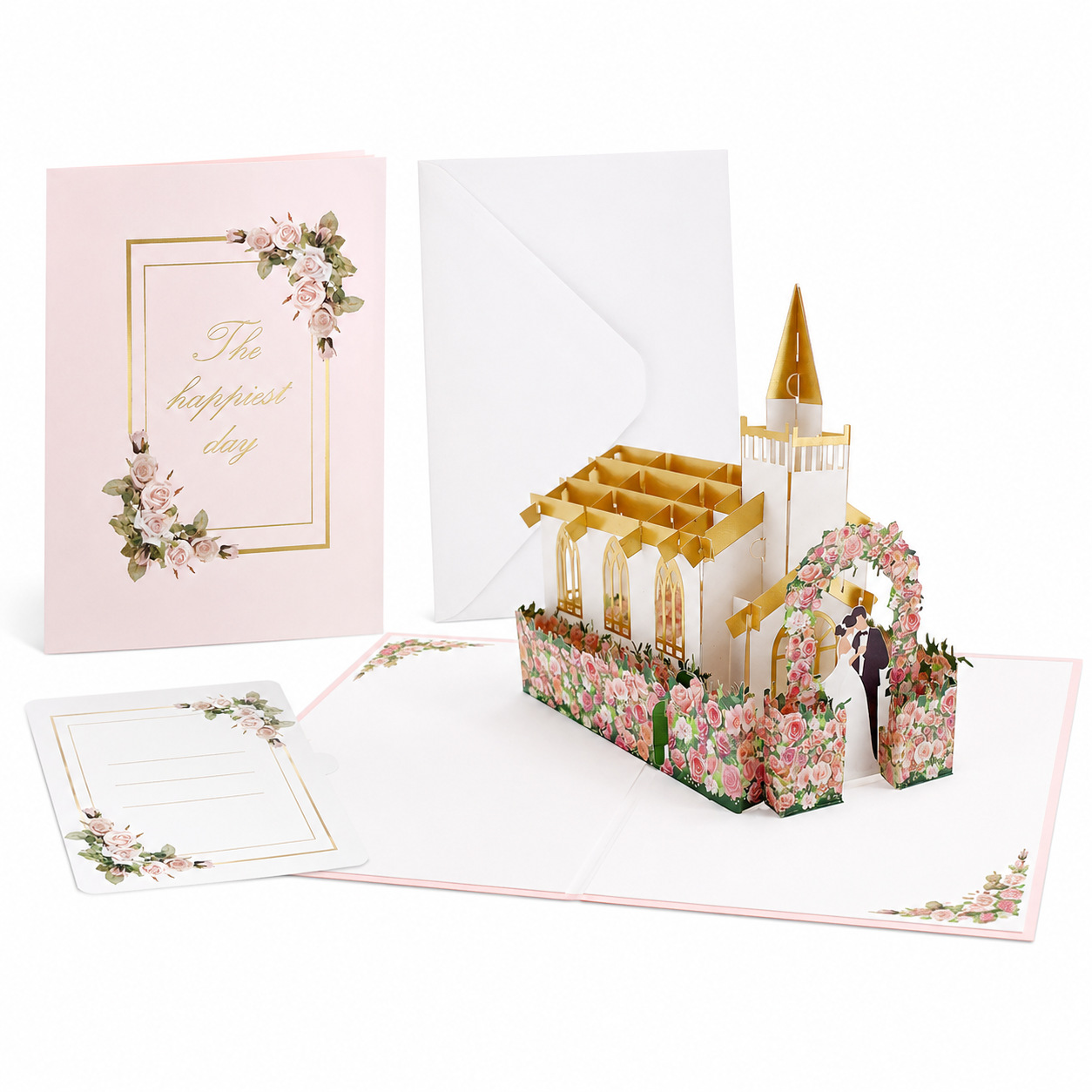 2026 New Arrival Handmade 3D Pop-Up Card – Floral House Architecture Folded Paper Sculpture, Wedding Blessing Keepsake