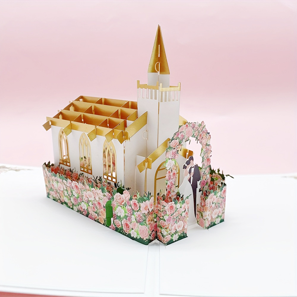 2026 New Arrival Handmade 3D Pop-Up Card – Floral House Architecture Folded Paper Sculpture, Wedding Blessing Keepsake