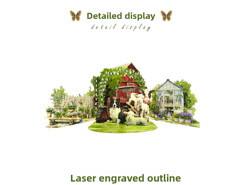 2026 New Arrival 3D Pop-Up Farm & Garden Card – Handmade Miniature Scene with Barn, Tractor, and Floral Meadow