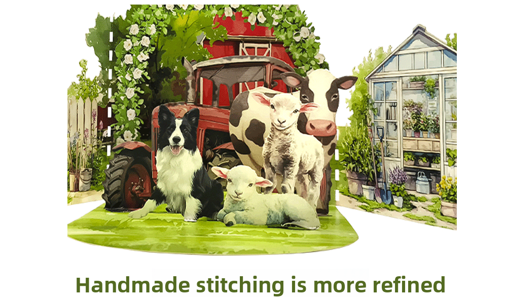 2026 New Arrival 3D Pop-Up Farm & Garden Card – Handmade Miniature Scene with Barn, Tractor, and Floral Meadow