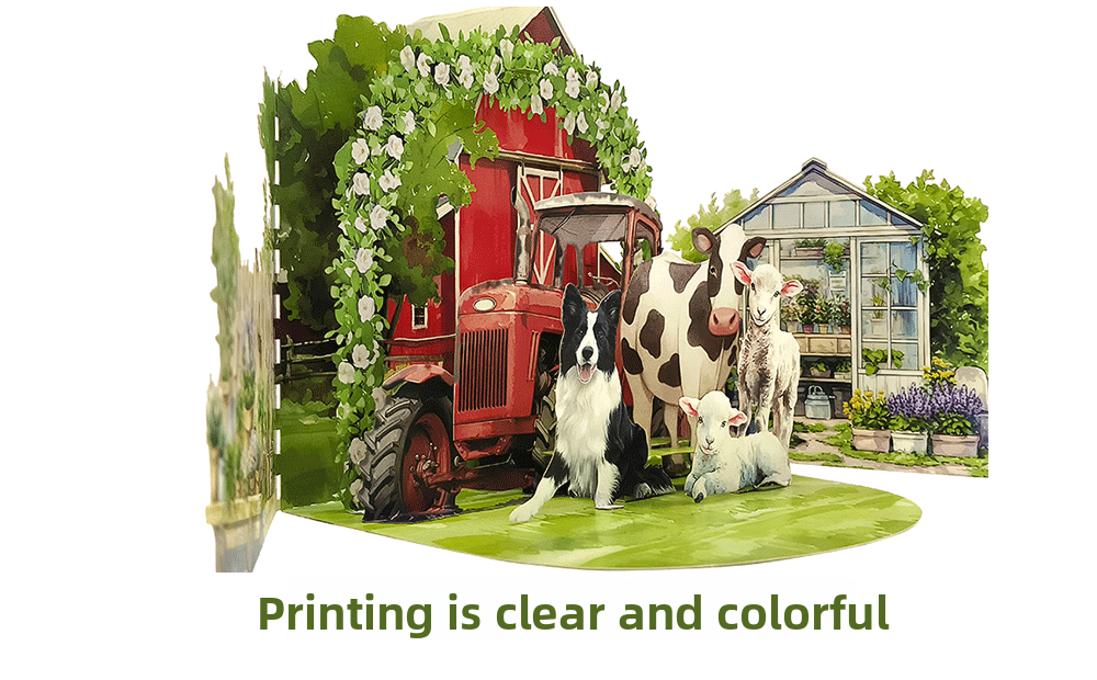 2026 New Arrival 3D Pop-Up Farm & Garden Card – Handmade Miniature Scene with Barn, Tractor, and Floral Meadow