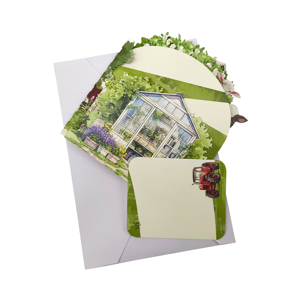 2026 New Arrival 3D Pop-Up Farm & Garden Card – Handmade Miniature Scene with Barn, Tractor, and Floral Meadow