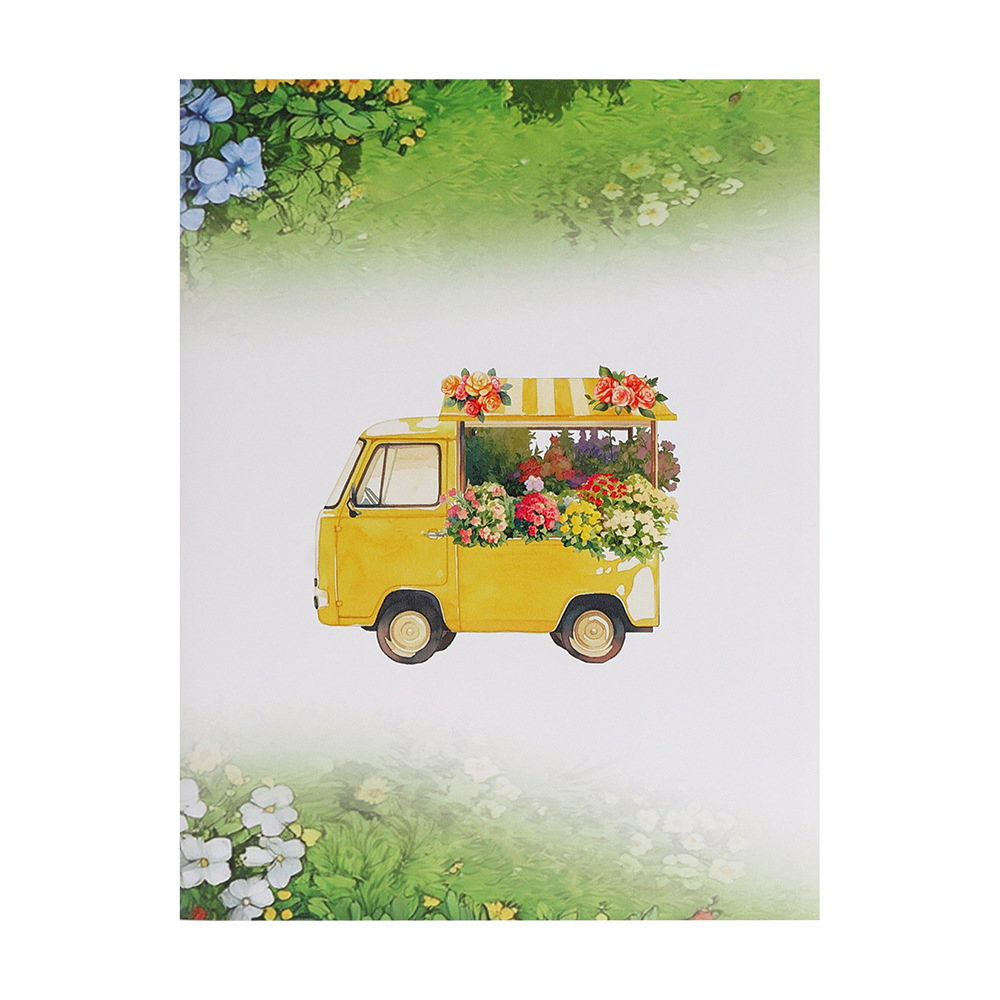 2026 New Arrival 3D Pop-Up Flower Cart & Puppy Card – Handmade Paper Sculpture with Dog and Floral Wagon