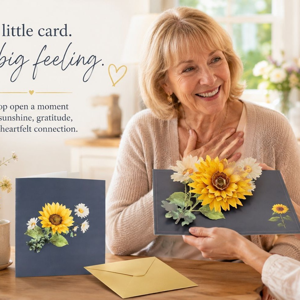 2026 New Arrival 3D Pop-Up Sunflower Bouquet Card – Handmade Paper Flower Sculpture, Premium Gift for Mom