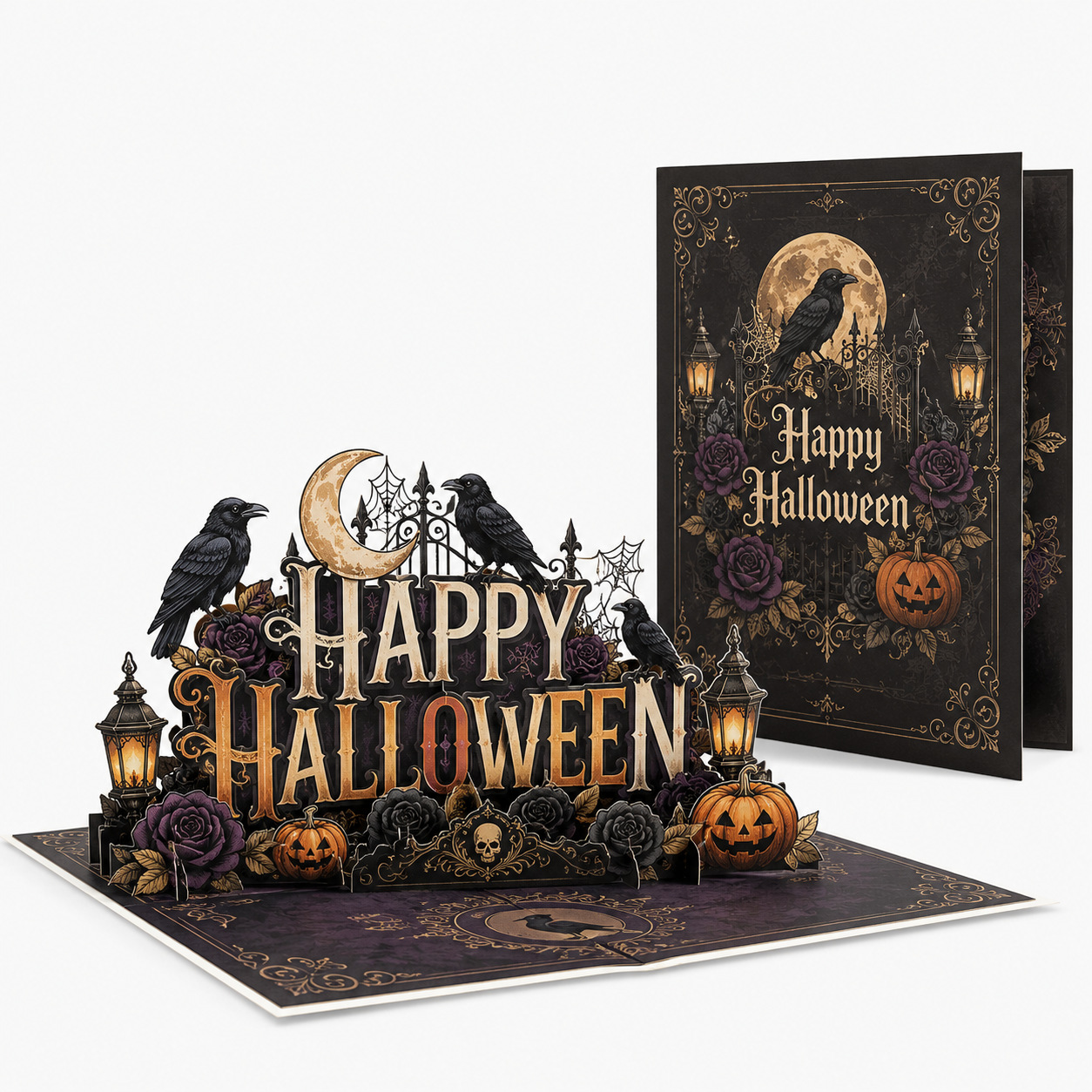 2026 New Arrival Halloween 3D Pop-Up Card – Skull & Beer Horror Party Scene, Handmade Paper Sculpture Keepsake