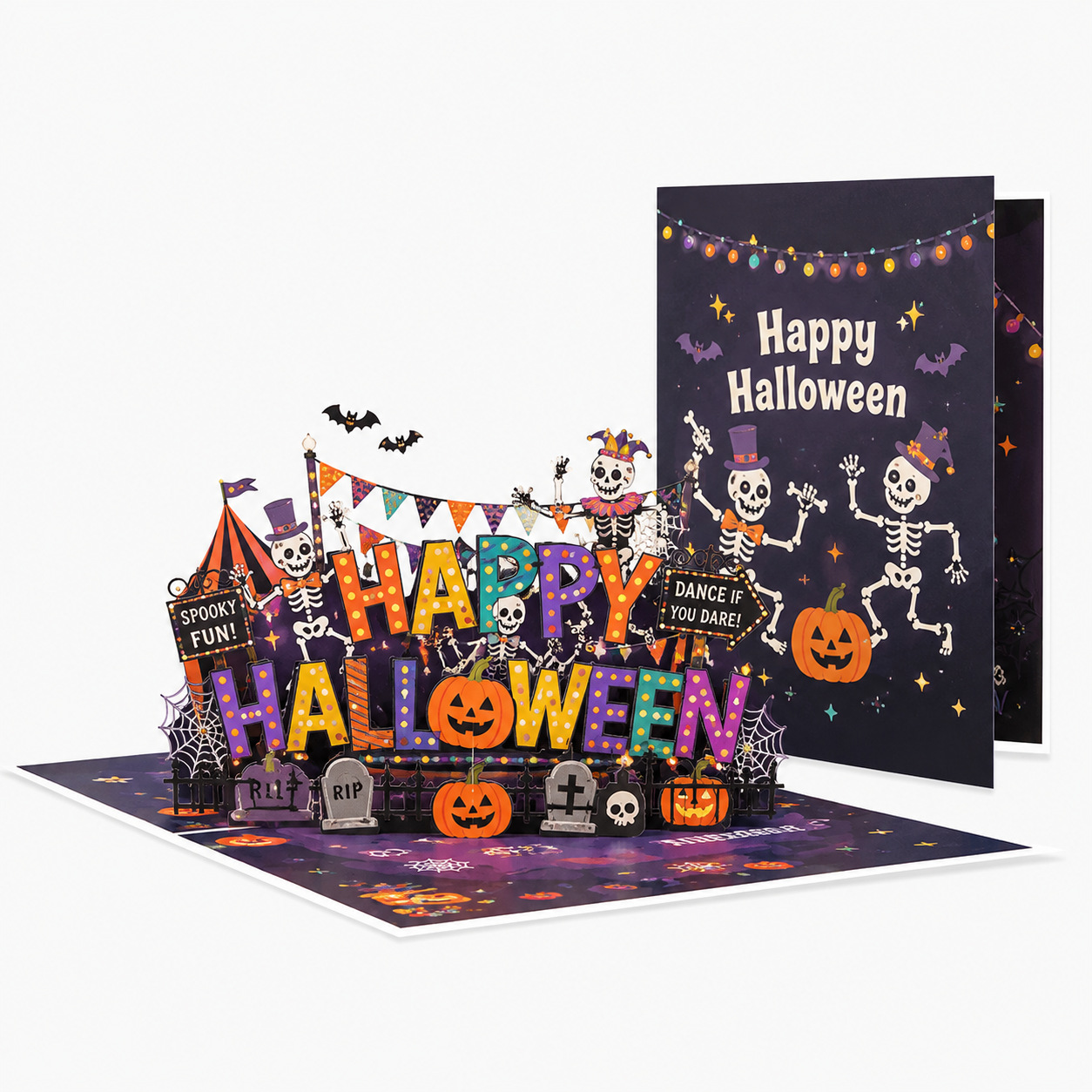 2026 New Arrival Halloween 3D Pop-Up Card – Skull & Beer Horror Party Scene, Handmade Paper Sculpture Keepsake