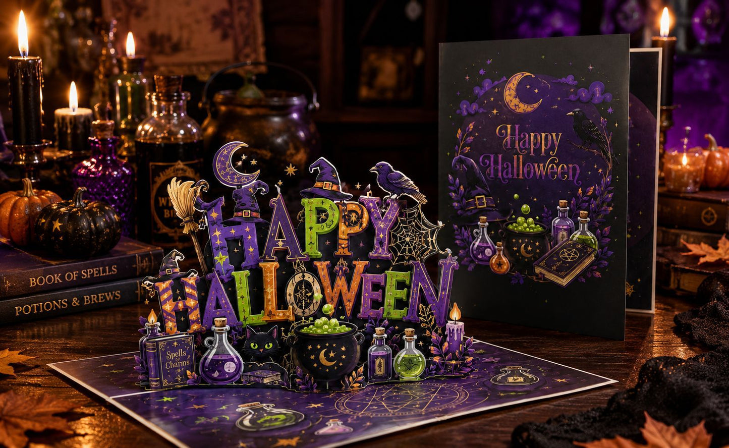 2026 New Arrival Halloween 3D Pop-Up Card – Skull & Beer Horror Party Scene, Handmade Paper Sculpture Keepsake