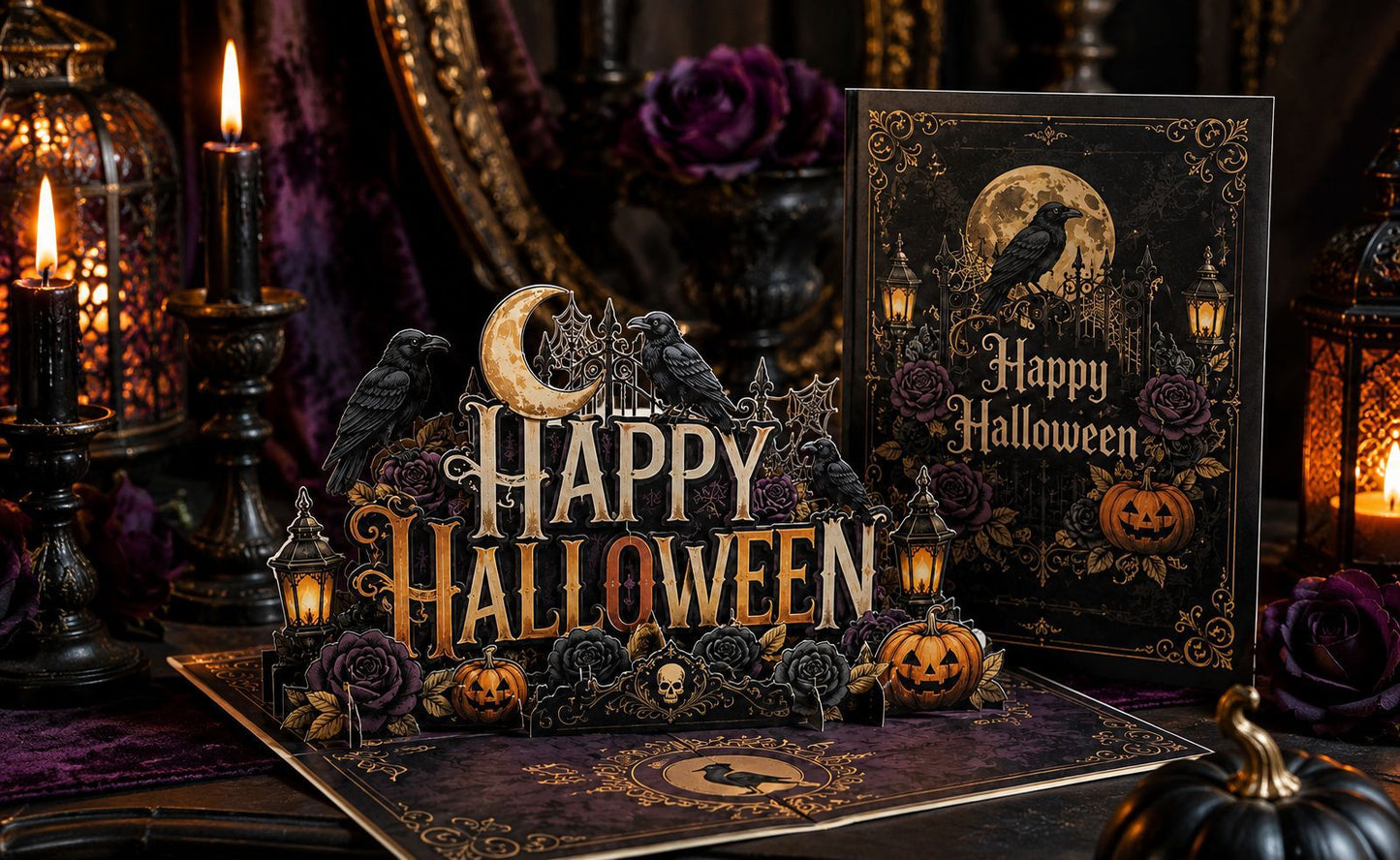2026 New Arrival Halloween 3D Pop-Up Card – Skull & Beer Horror Party Scene, Handmade Paper Sculpture Keepsake