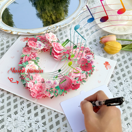 2026 New Arrival 3D Pop-Up Recording Card – Handmade Heart & Flower Bouquet with 30-Second Voice Message, Premium Gift for Mother‘s Day