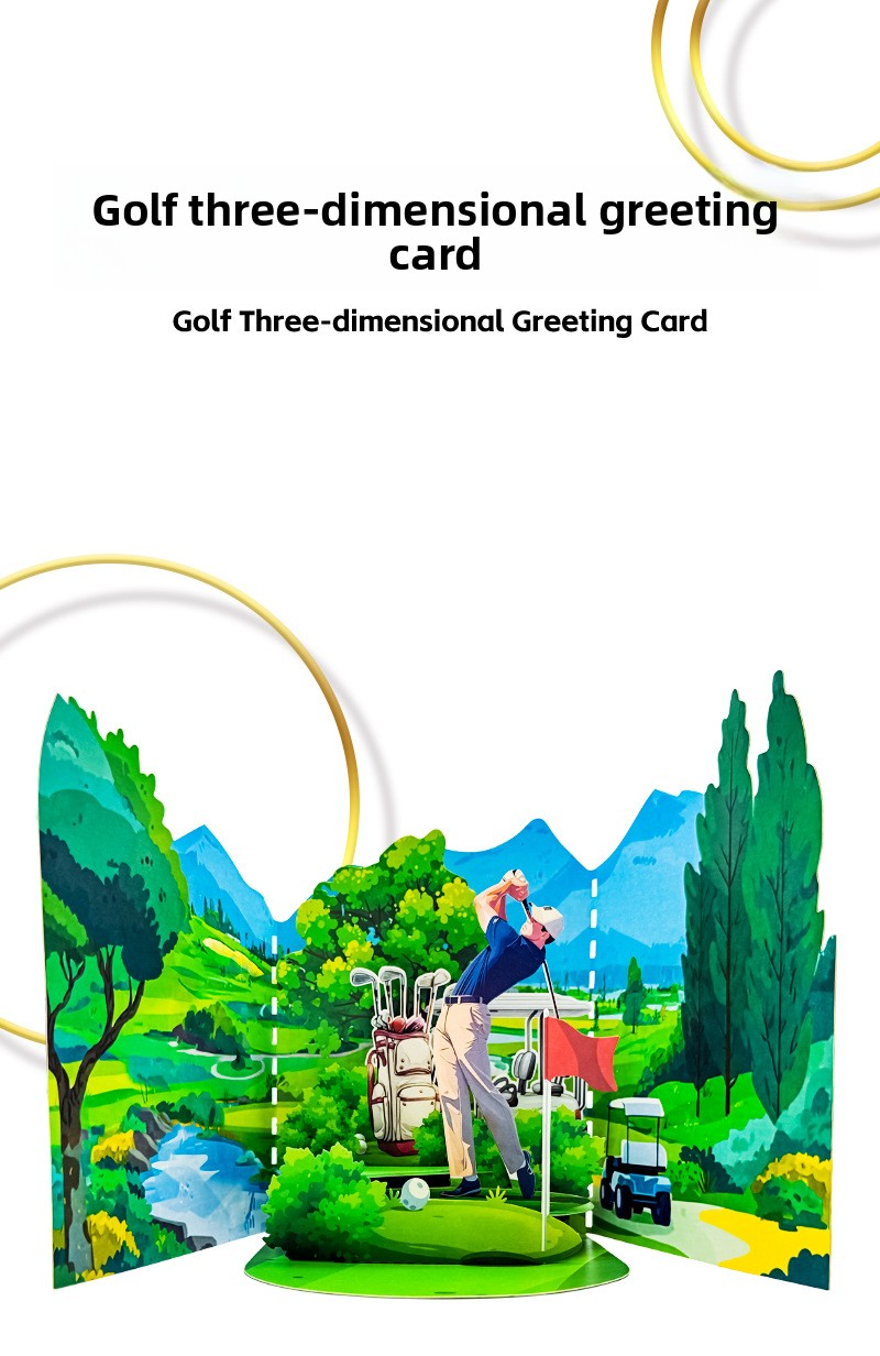 2026 New Arrival 3D Pop-Up Golf Course Card – Handmade Outdoor Sports Folding Paper Sculpture, Birthday Gift for Golf Enthusiasts
