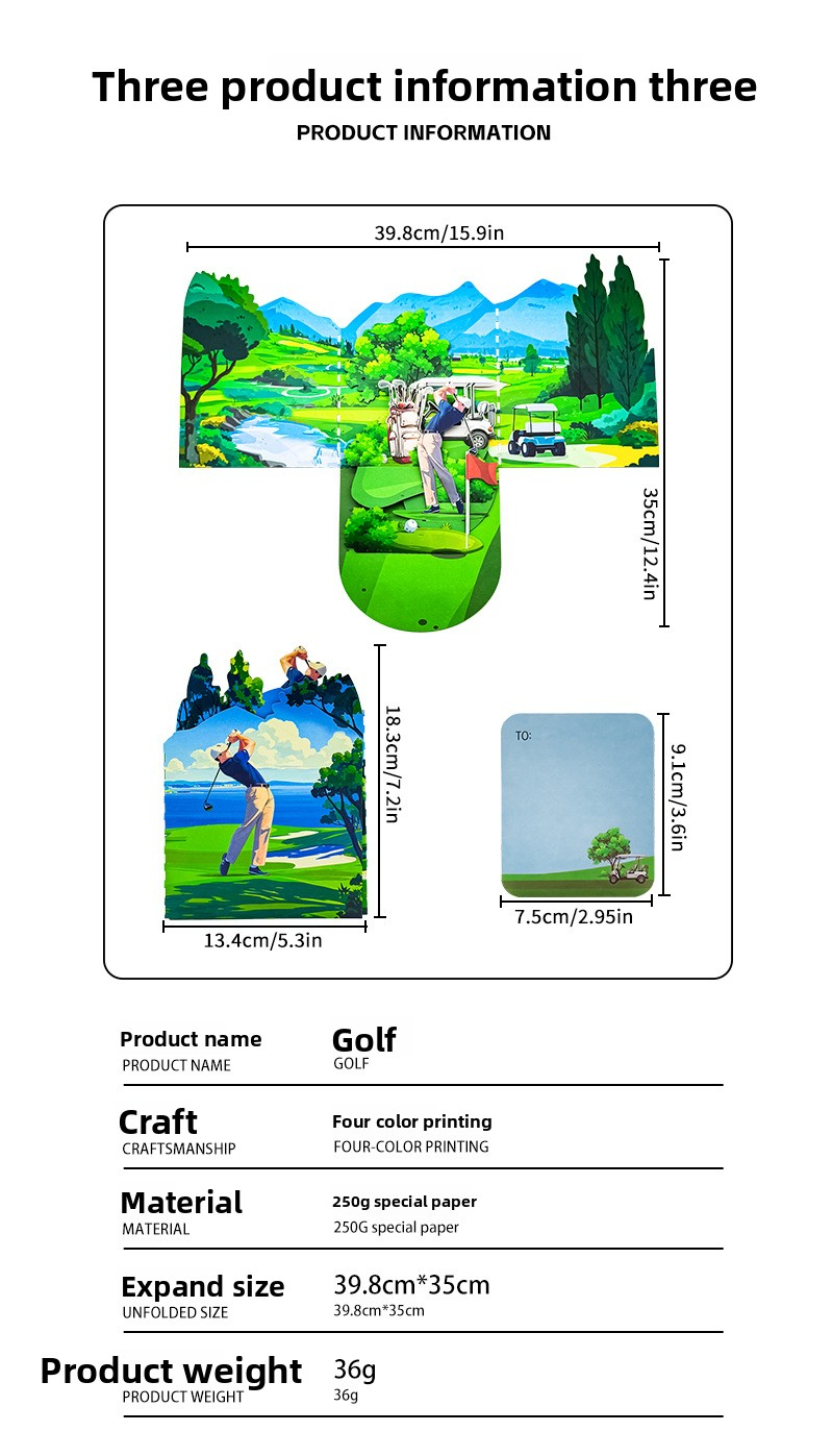 2026 New Arrival 3D Pop-Up Golf Course Card – Handmade Outdoor Sports Folding Paper Sculpture, Birthday Gift for Golf Enthusiasts