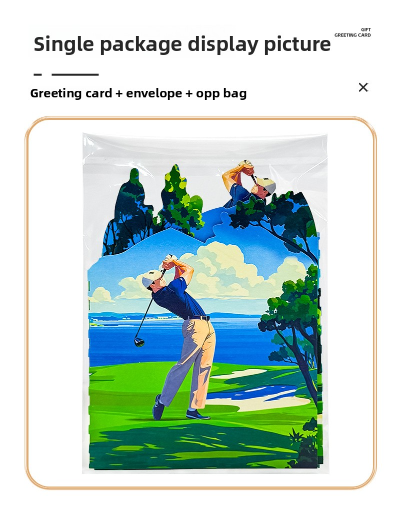2026 New Arrival 3D Pop-Up Golf Course Card – Handmade Outdoor Sports Folding Paper Sculpture, Birthday Gift for Golf Enthusiasts
