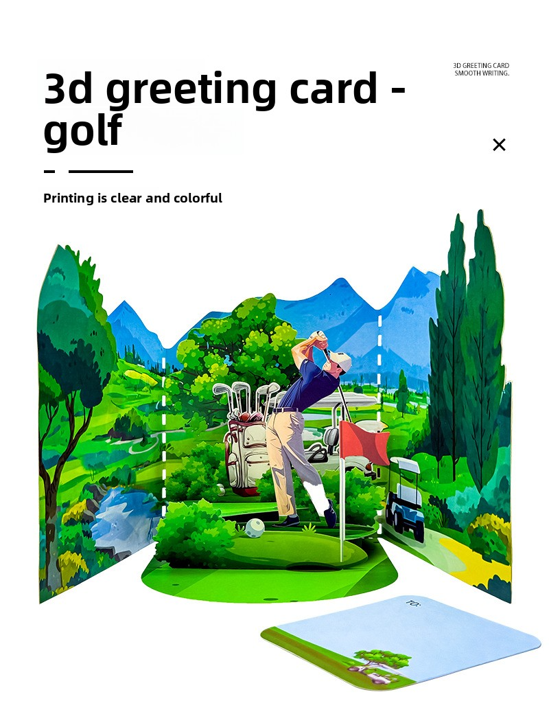 2026 New Arrival 3D Pop-Up Golf Course Card – Handmade Outdoor Sports Folding Paper Sculpture, Birthday Gift for Golf Enthusiasts