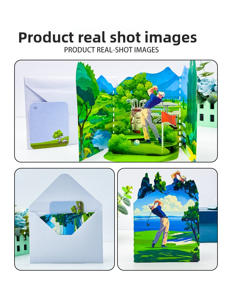2026 New Arrival 3D Pop-Up Golf Course Card – Handmade Outdoor Sports Folding Paper Sculpture, Birthday Gift for Golf Enthusiasts