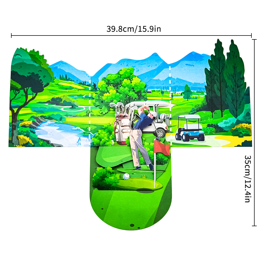 2026 New Arrival 3D Pop-Up Golf Course Card – Handmade Outdoor Sports Folding Paper Sculpture, Birthday Gift for Golf Enthusiasts