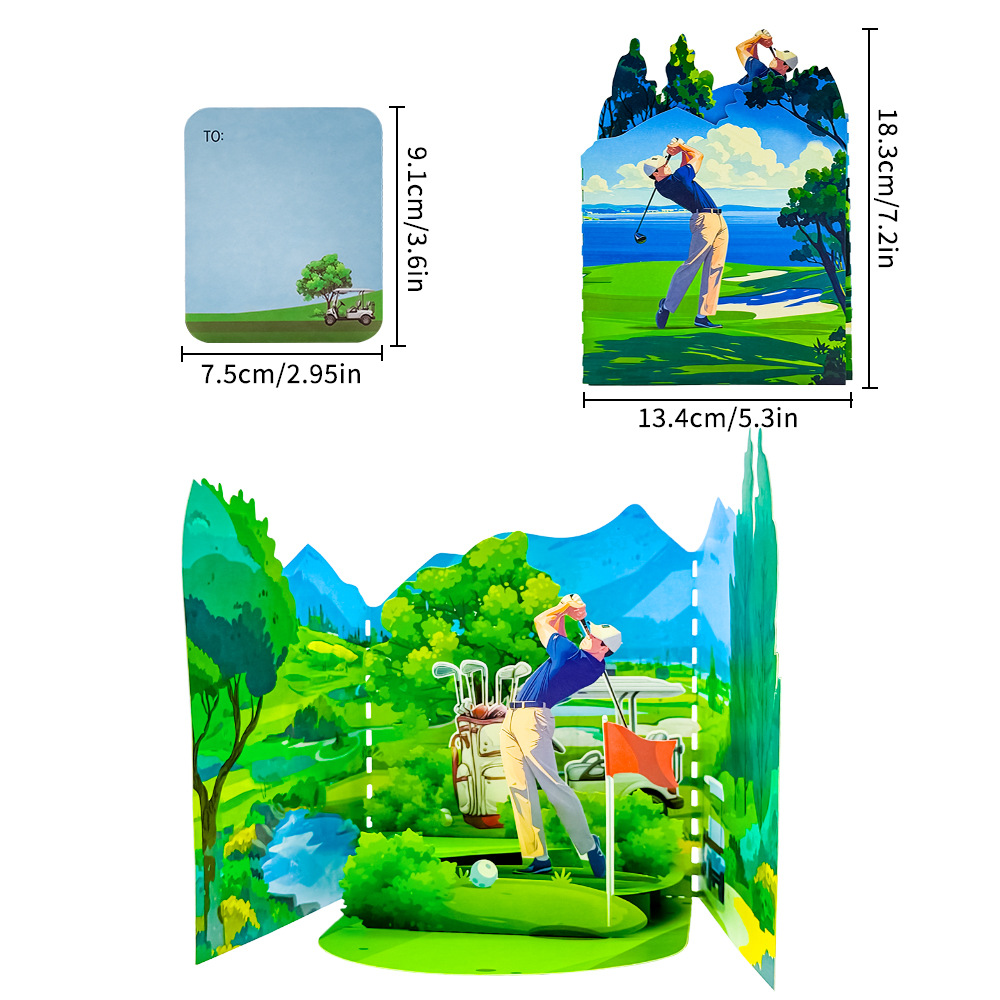 2026 New Arrival 3D Pop-Up Golf Course Card – Handmade Outdoor Sports Folding Paper Sculpture, Birthday Gift for Golf Enthusiasts