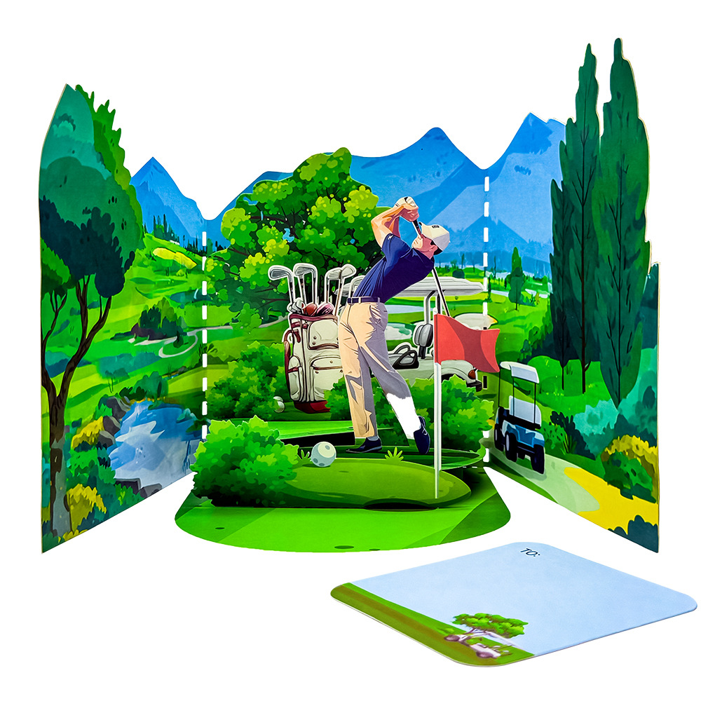 2026 New Arrival 3D Pop-Up Golf Course Card – Handmade Outdoor Sports Folding Paper Sculpture, Birthday Gift for Golf Enthusiasts