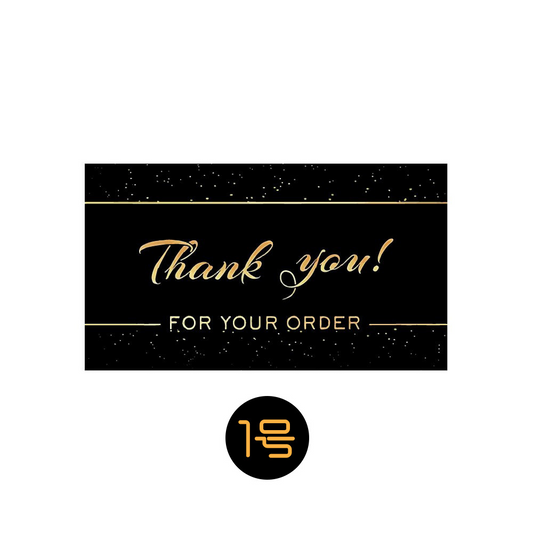 2026 New Arrival Black & Gold Foil Mini Thank You Card – 9×5 cm Creative Gift Tag, 50-Pack Bulk Set for Flower Shops, Bakeries, and Boutique Gifts