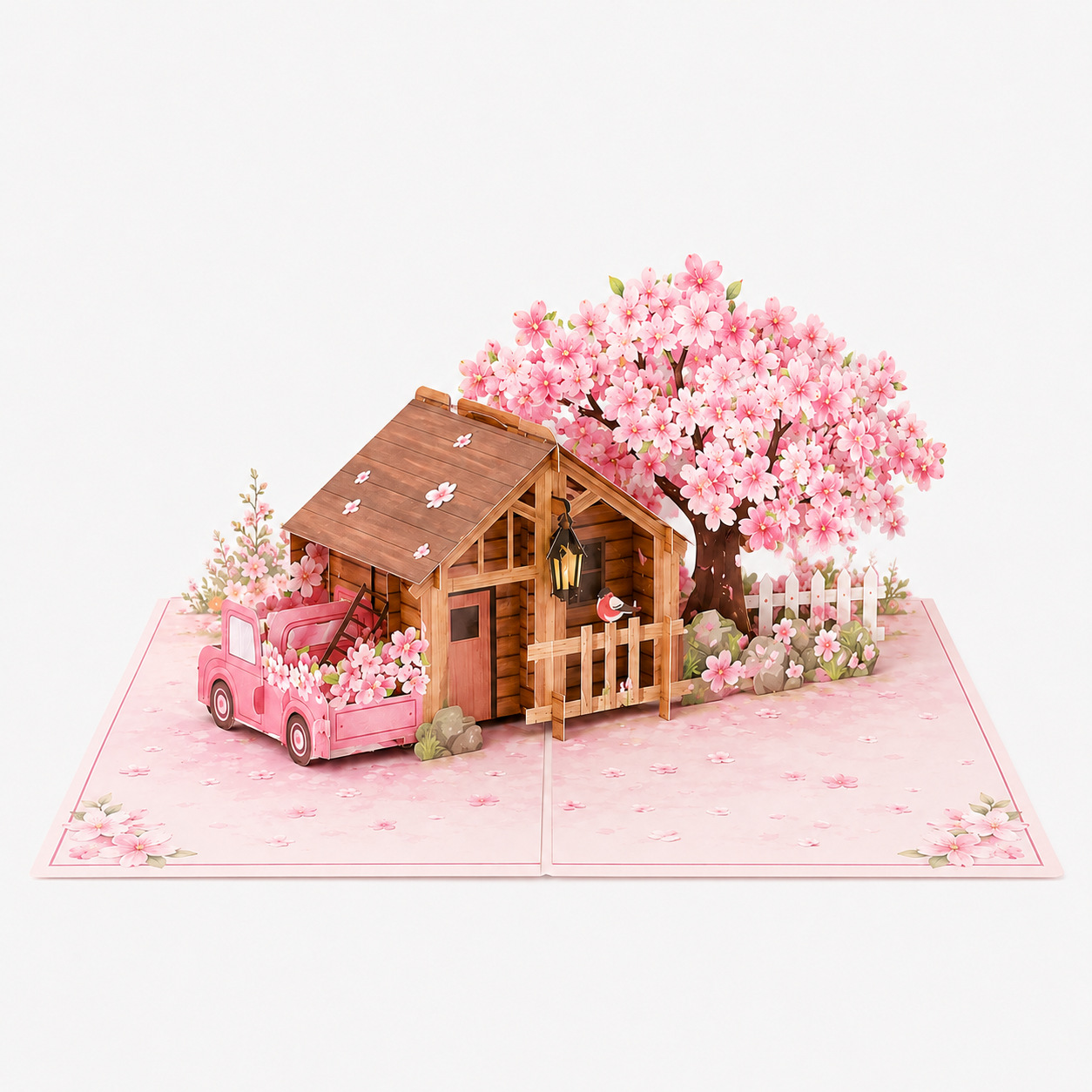 Four Seasons 3D Pop‑up House Greeting Card – Spring Summer Autumn Winter Paper Cut Art Wish Card