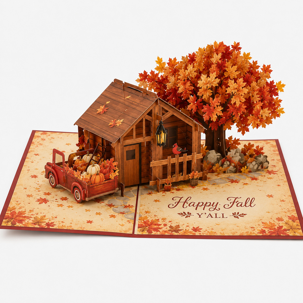Four Seasons 3D Pop‑up House Greeting Card – Spring Summer Autumn Winter Paper Cut Art Wish Card
