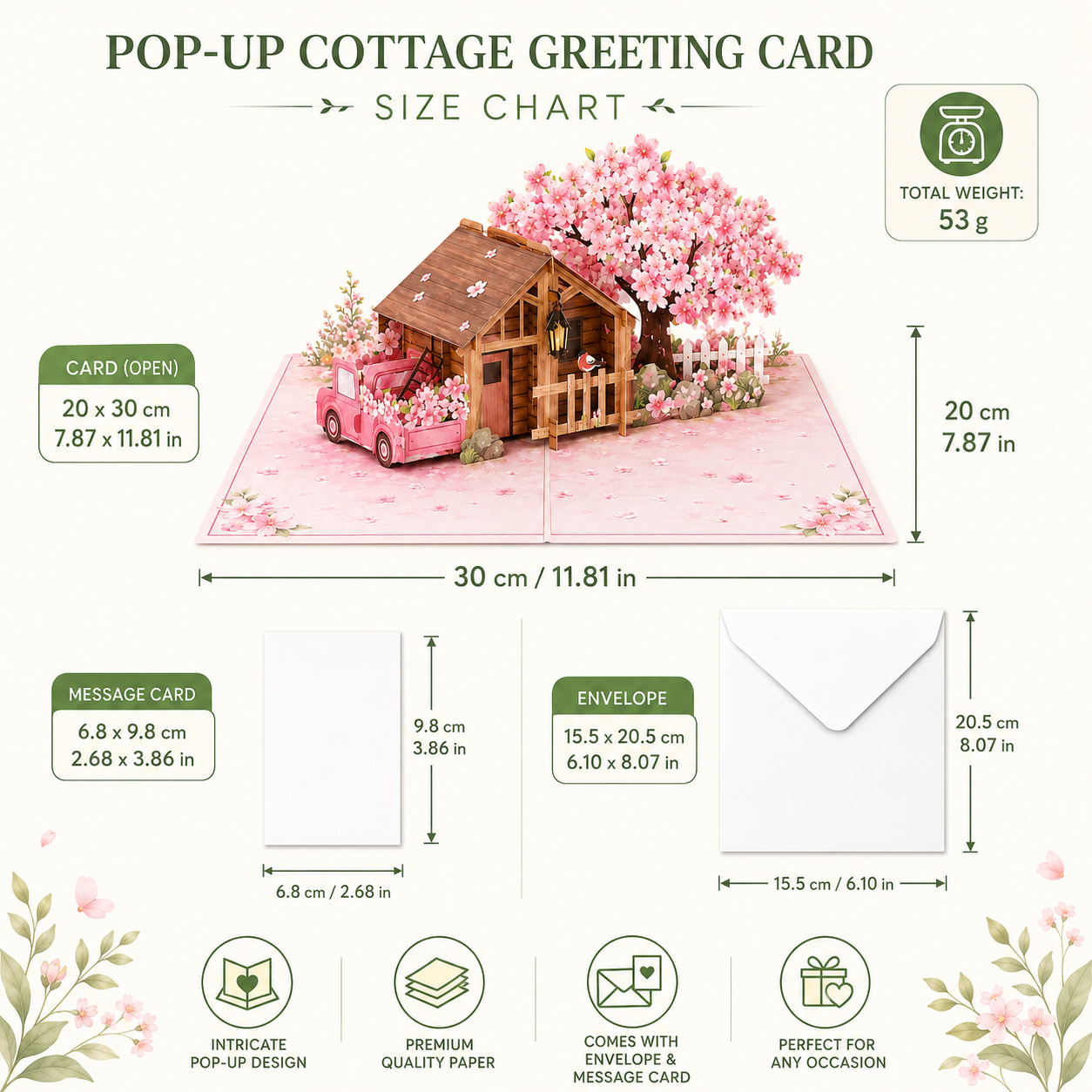 Four Seasons 3D Pop‑up House Greeting Card – Spring Summer Autumn Winter Paper Cut Art Wish Card