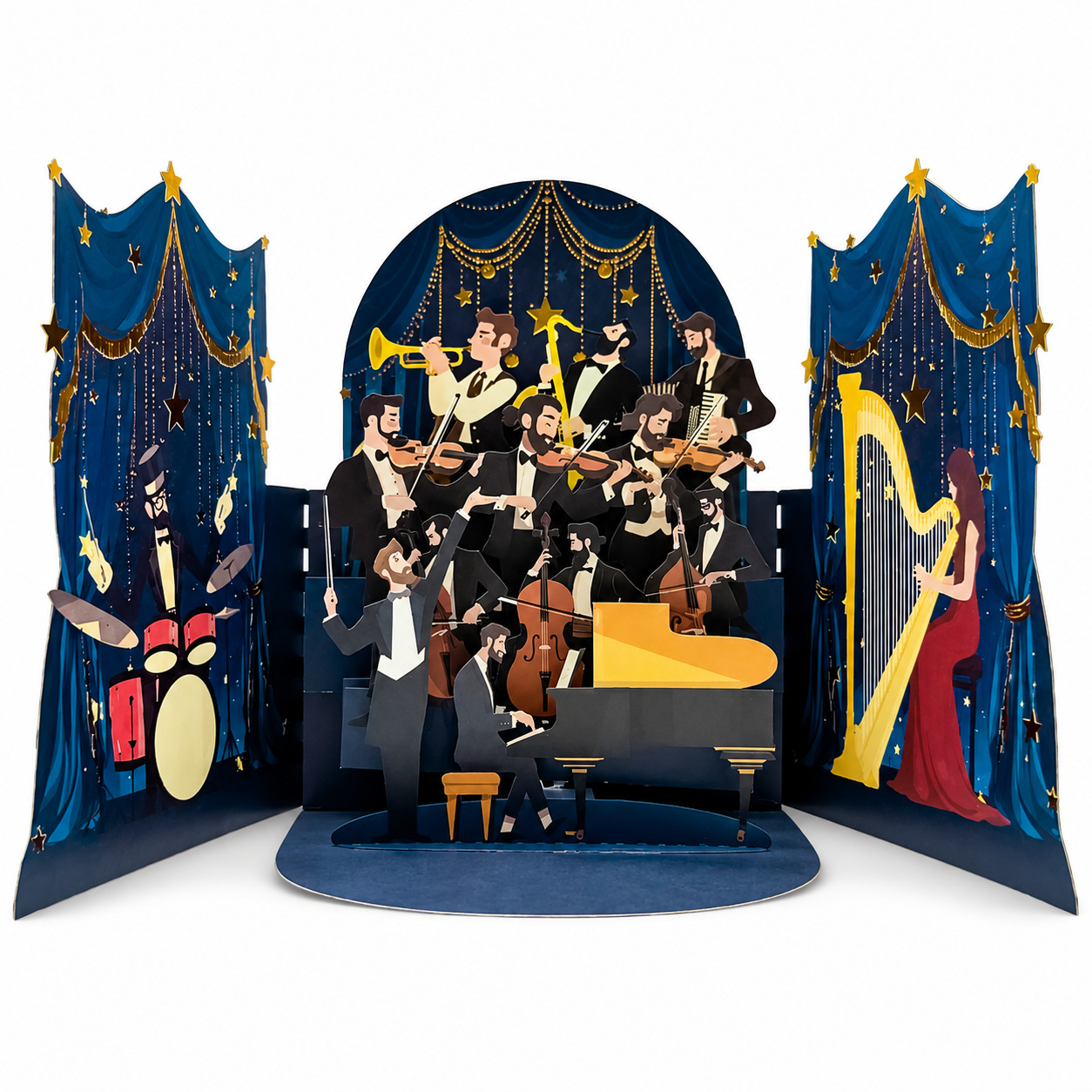 3D Paper‑cut Band Performance Pop‑up Card – Birthday Gift & Decorative Stand‑up Scene