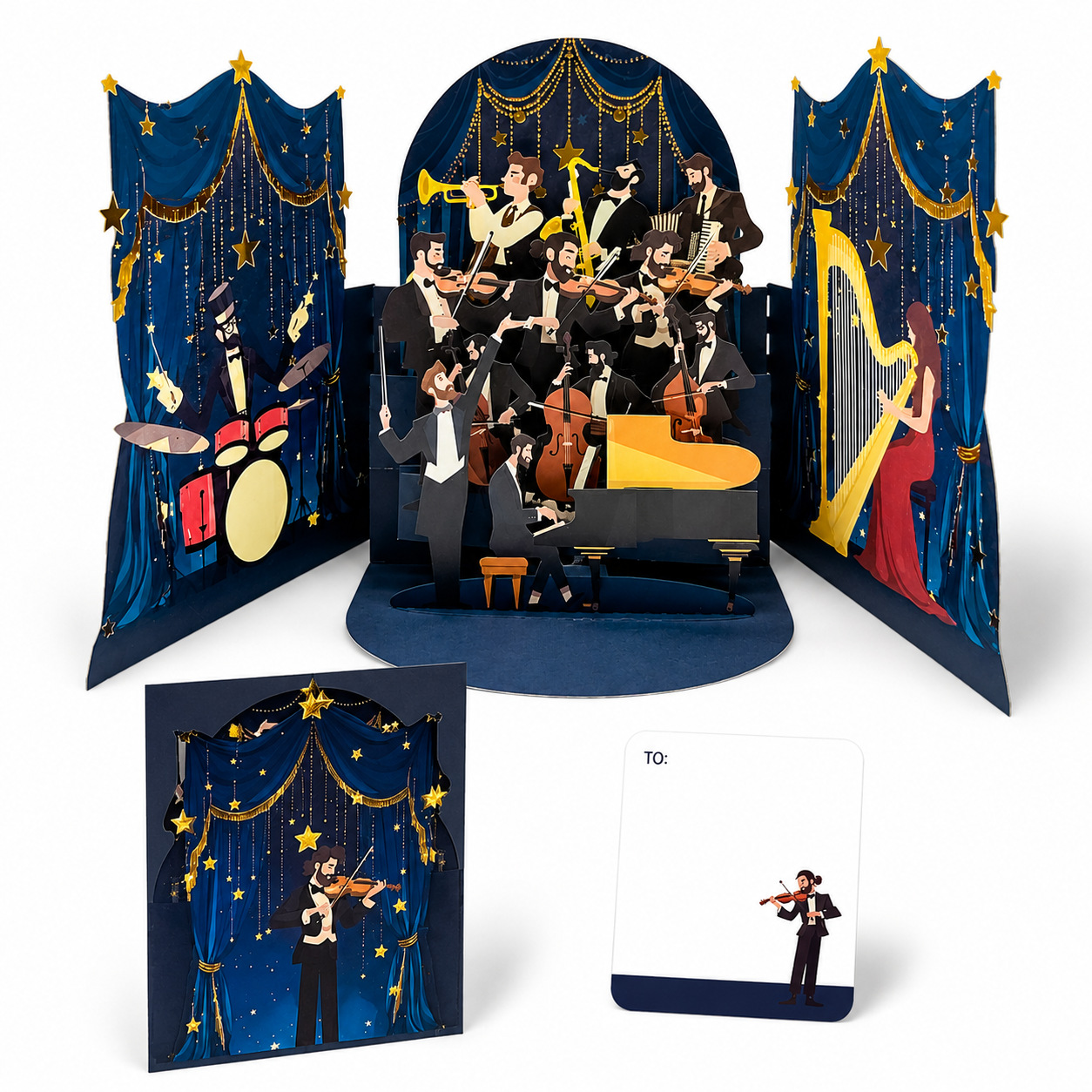 3D Paper‑cut Band Performance Pop‑up Card – Birthday Gift & Decorative Stand‑up Scene