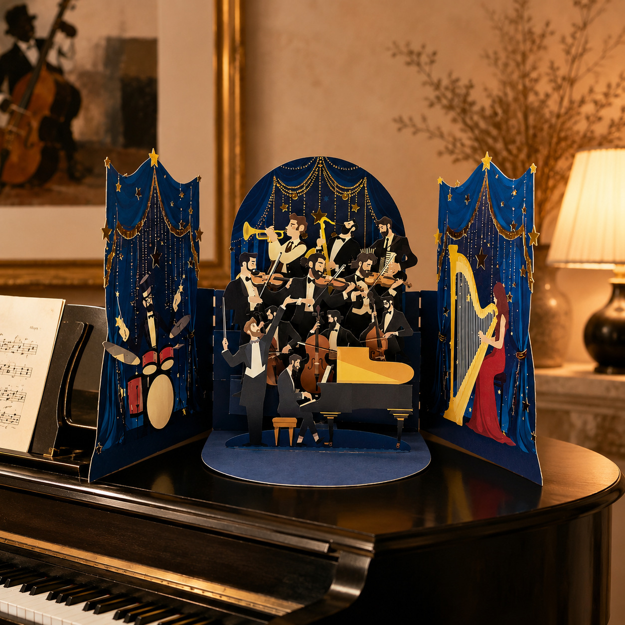 3D Paper‑cut Band Performance Pop‑up Card – Birthday Gift & Decorative Stand‑up Scene