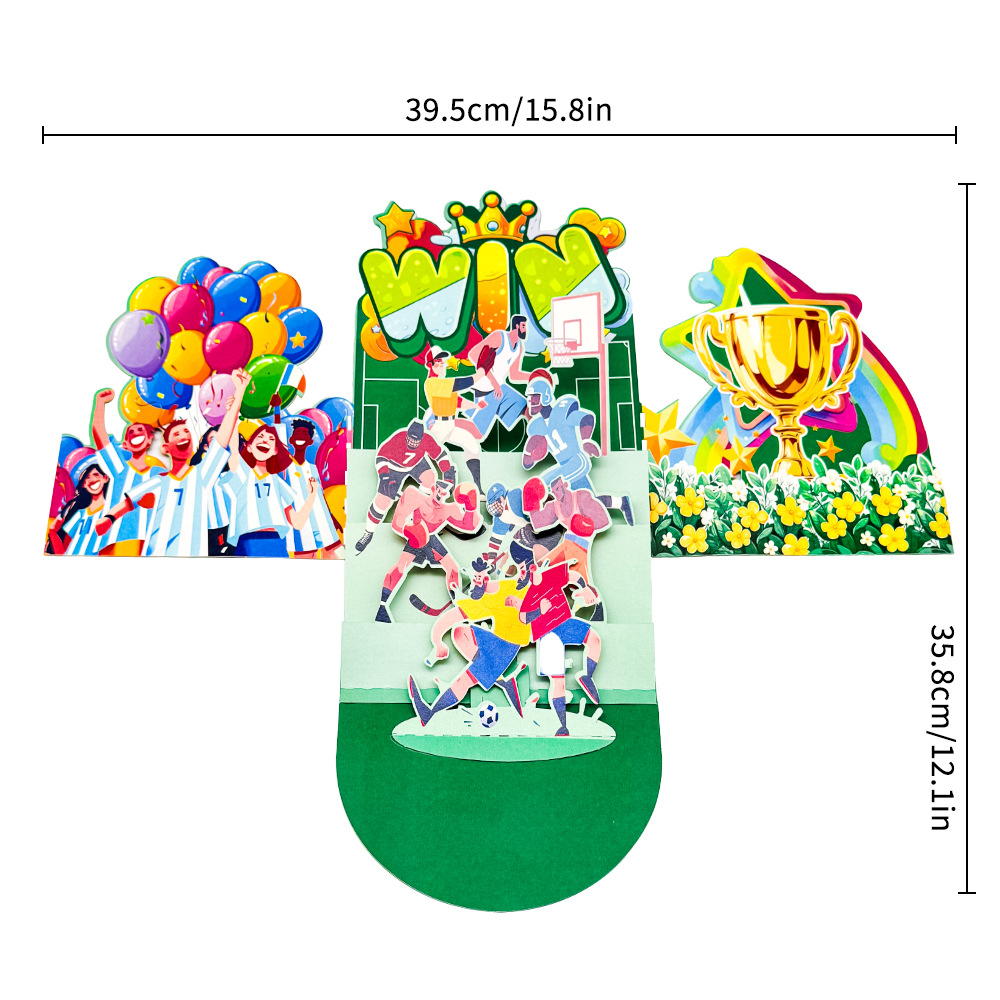 World Cup Football 3D Pop-up Birthday Card – Soccer Party Theme Greeting