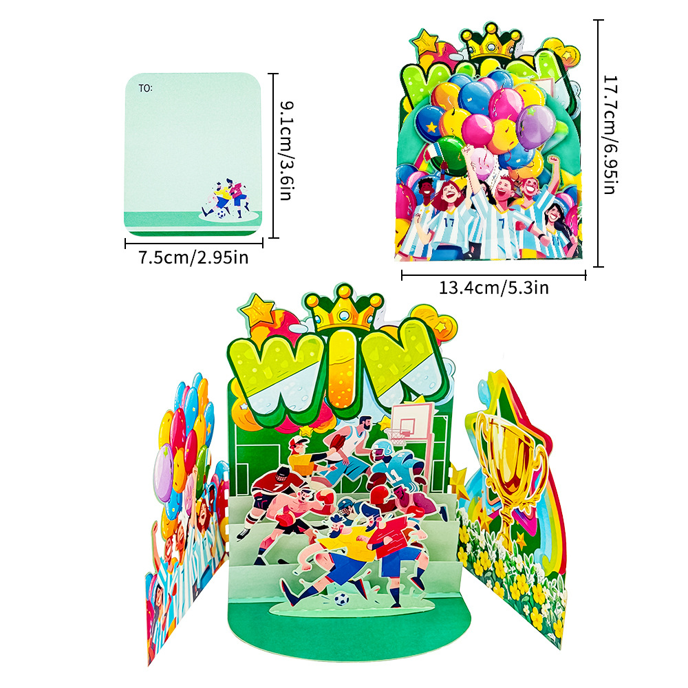 World Cup Football 3D Pop-up Birthday Card – Soccer Party Theme Greeting