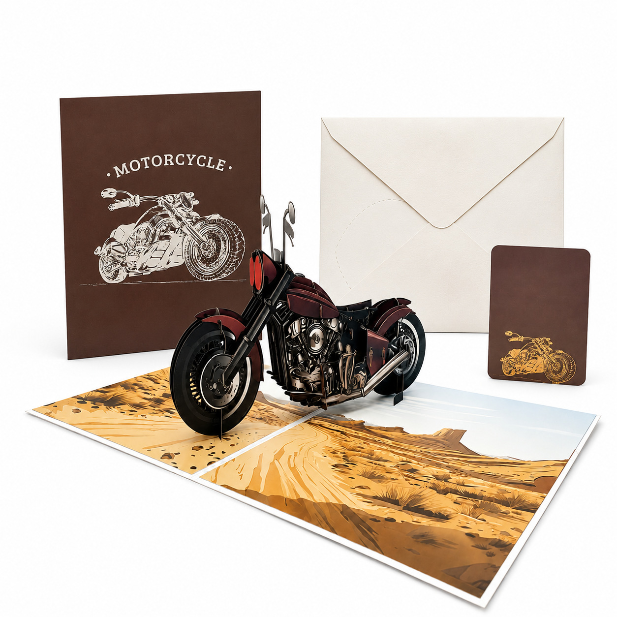 2026 New 3D Pop‑up Motorcycle Father’s Day Card – Creative Stand‑up Greeting, Premium Design with Envelope