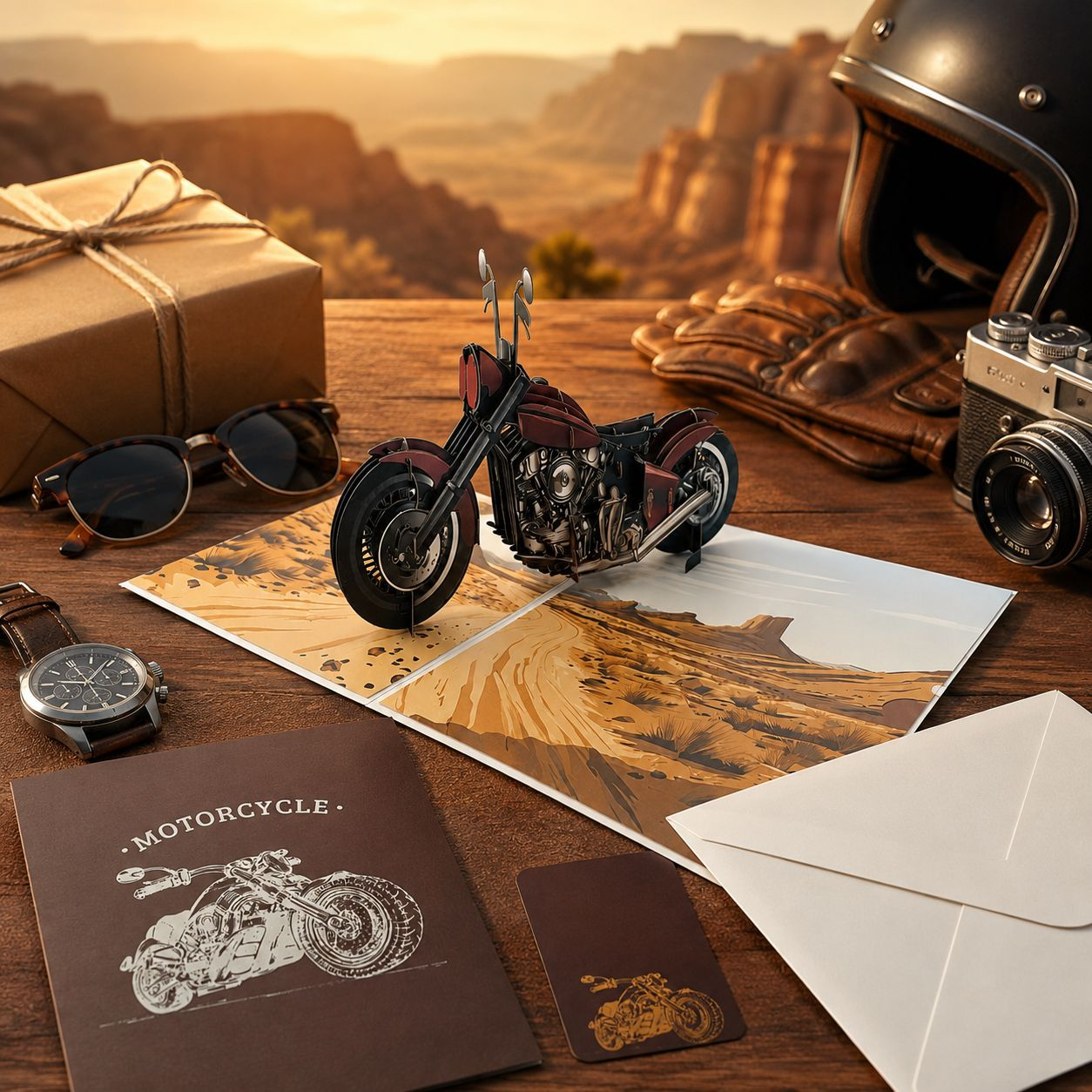 2026 New 3D Pop‑up Motorcycle Father’s Day Card – Creative Stand‑up Greeting, Premium Design with Envelope