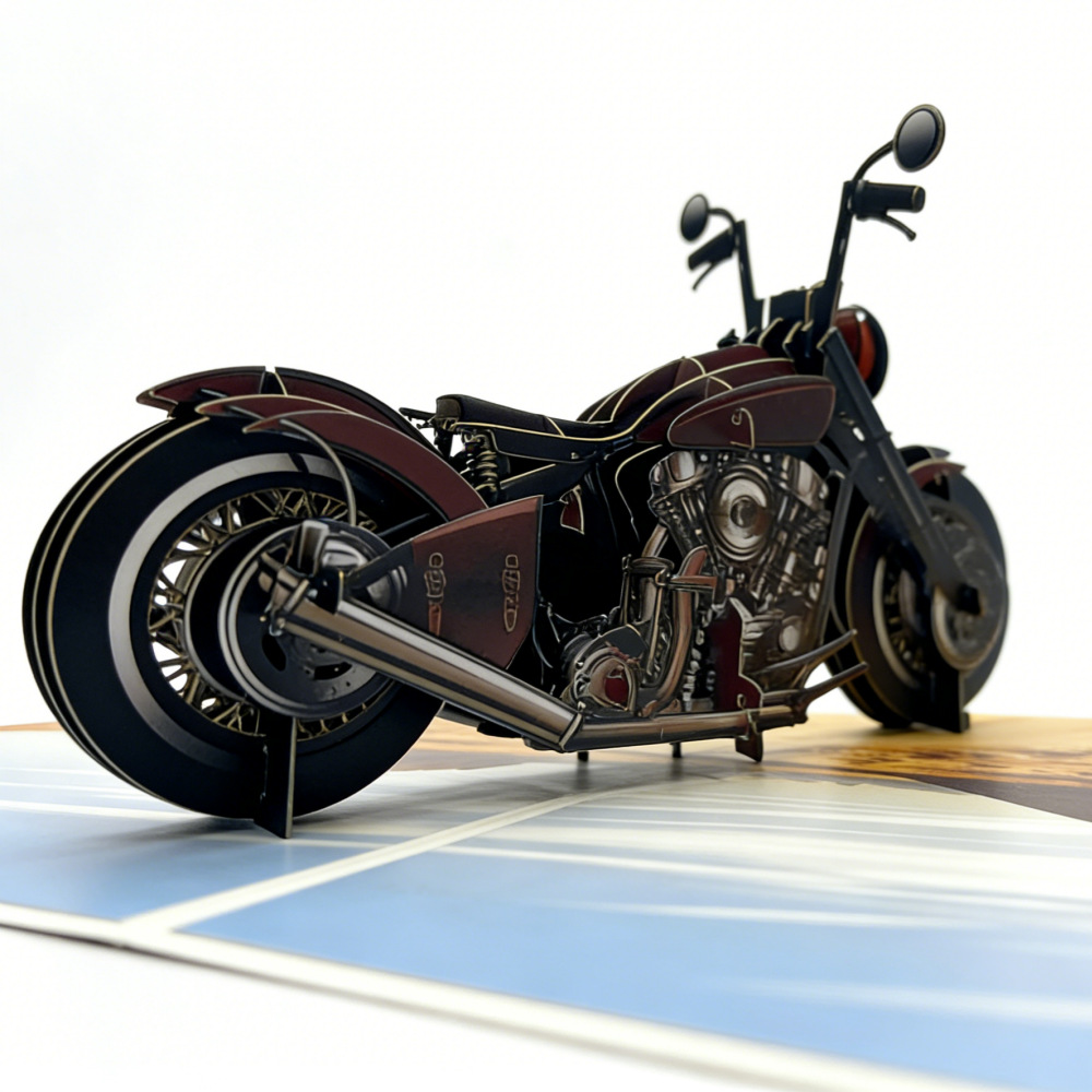2026 New 3D Pop‑up Motorcycle Father’s Day Card – Creative Stand‑up Greeting, Premium Design with Envelope